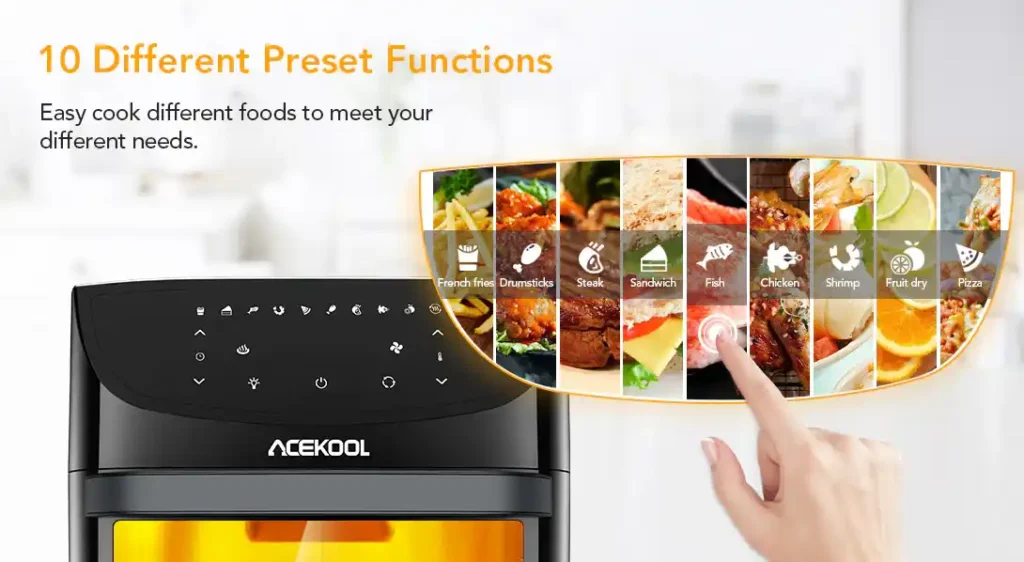 20QT Air Fryer Oven 10-in-1 Digital Convection LED Touch Screen Large Capacity Oil-Free Cooking 20QT air fryer oven, 10-in-1 digital air fryer, convection air fryer oven, LED touch screen air fryer, large capacity air fryer, oil-free cooking air fryer, multifunctional air fryer oven, family-size air fryer, 360° hot air circulation, healthy cooking air fryer
