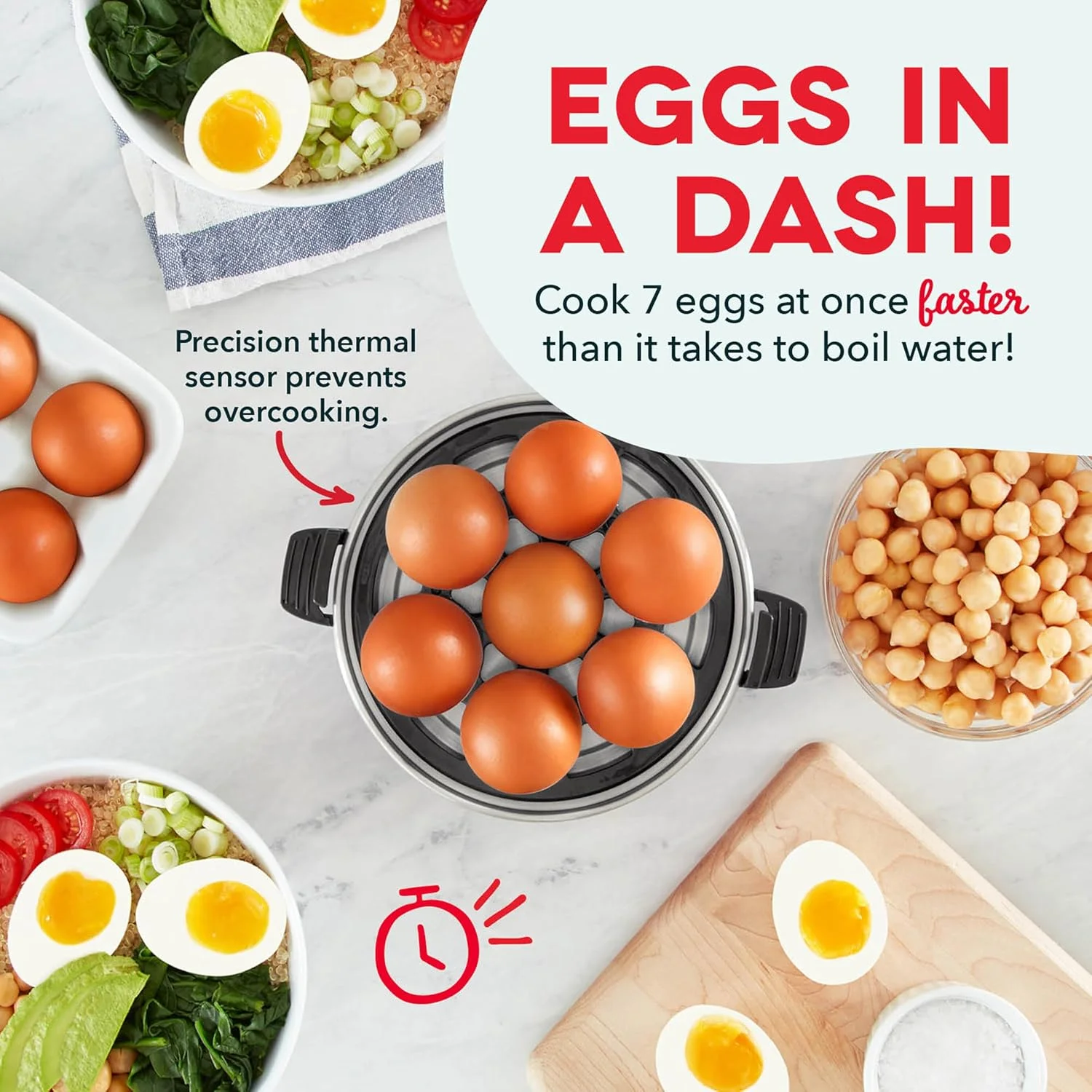 Cook perfect hard or soft boiled eggs fast with this electric egg cooker. Compact, safe, and easy to use. Shop now at KitchenGO™.